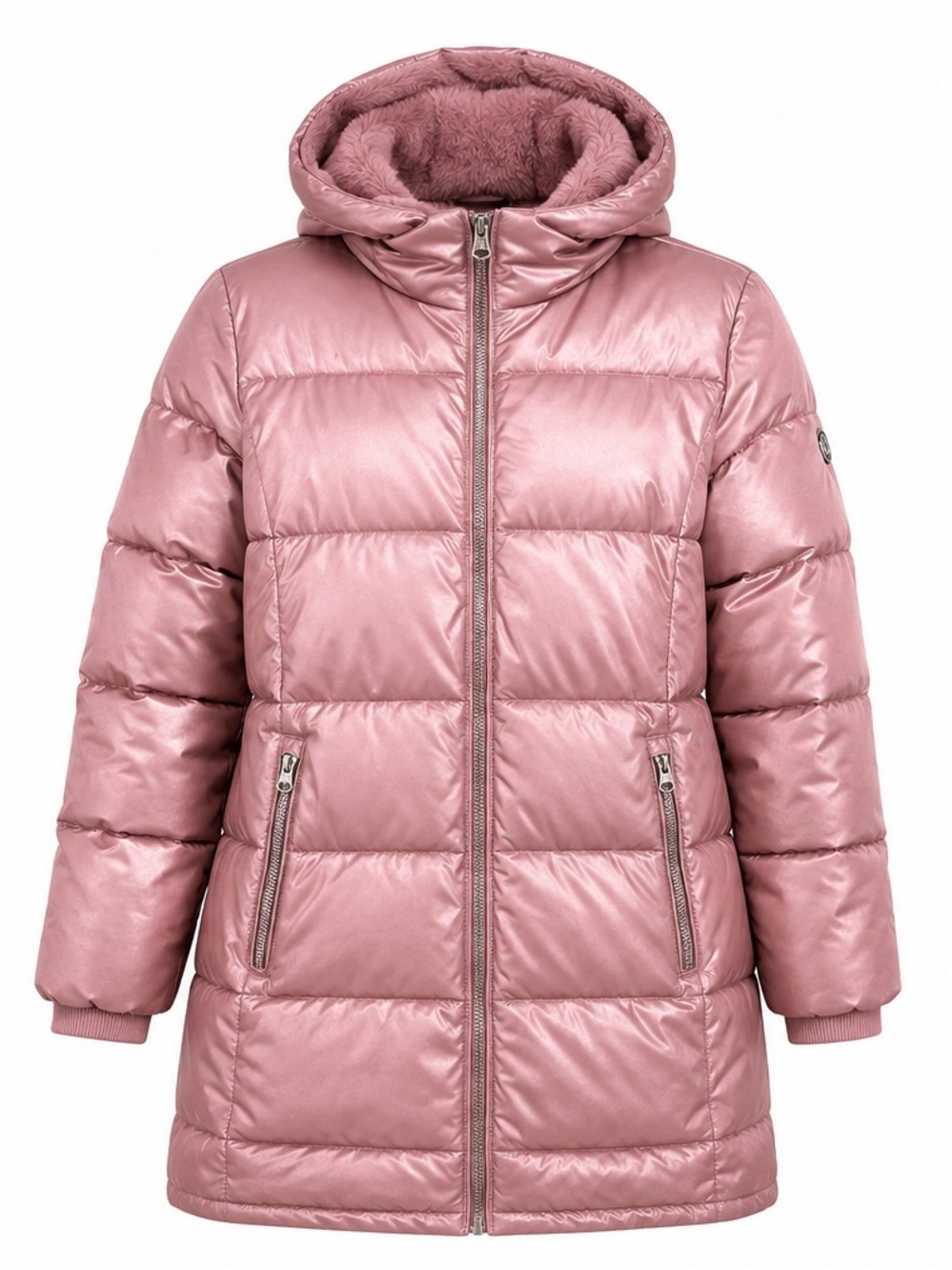 Jessica Simpson Womens Long Puffer Coat Quilted Jacket Dusty Pink Large